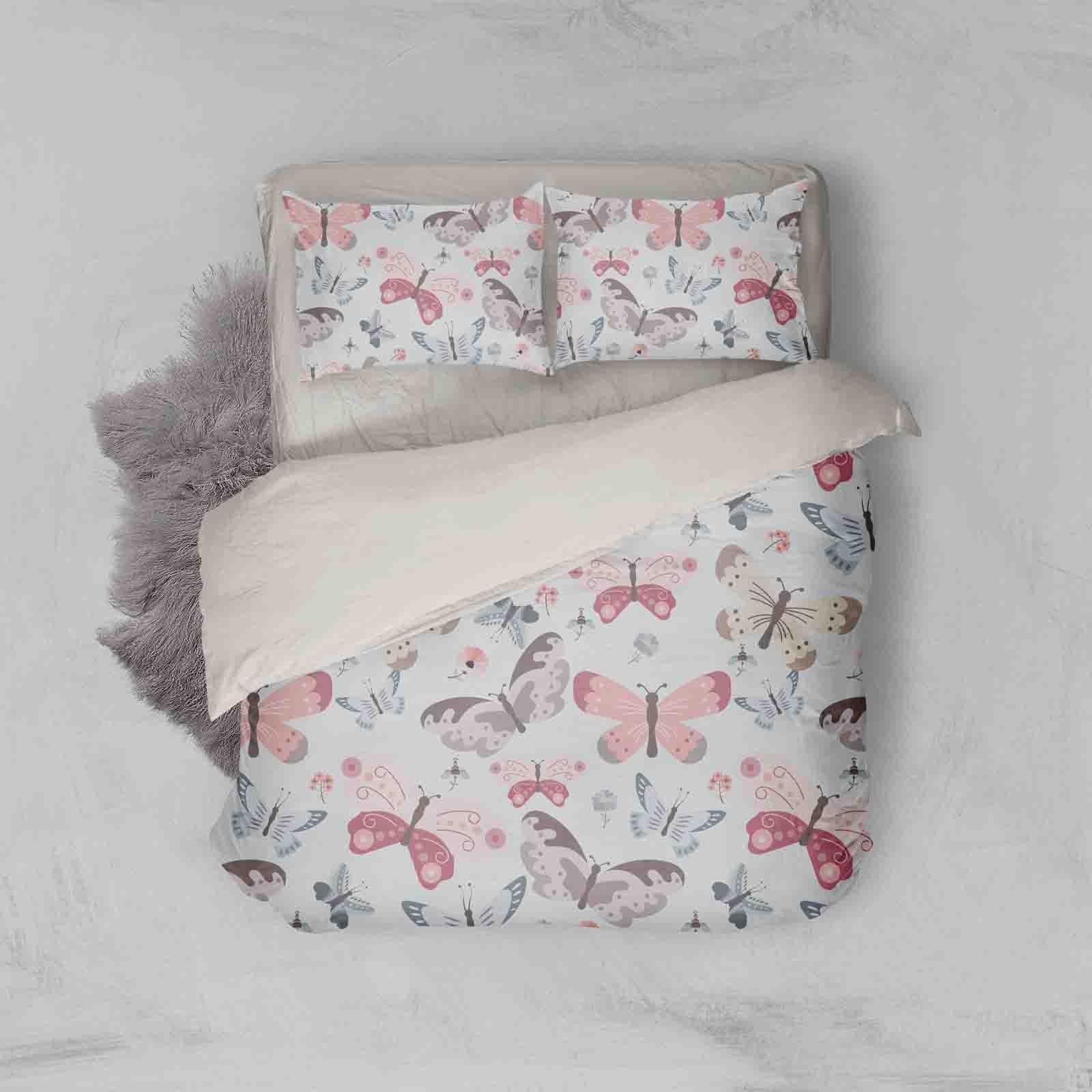 3D White Butterfly Quilt Cover Set Bedding Set Pillowcases 85- Jess Art Decoration