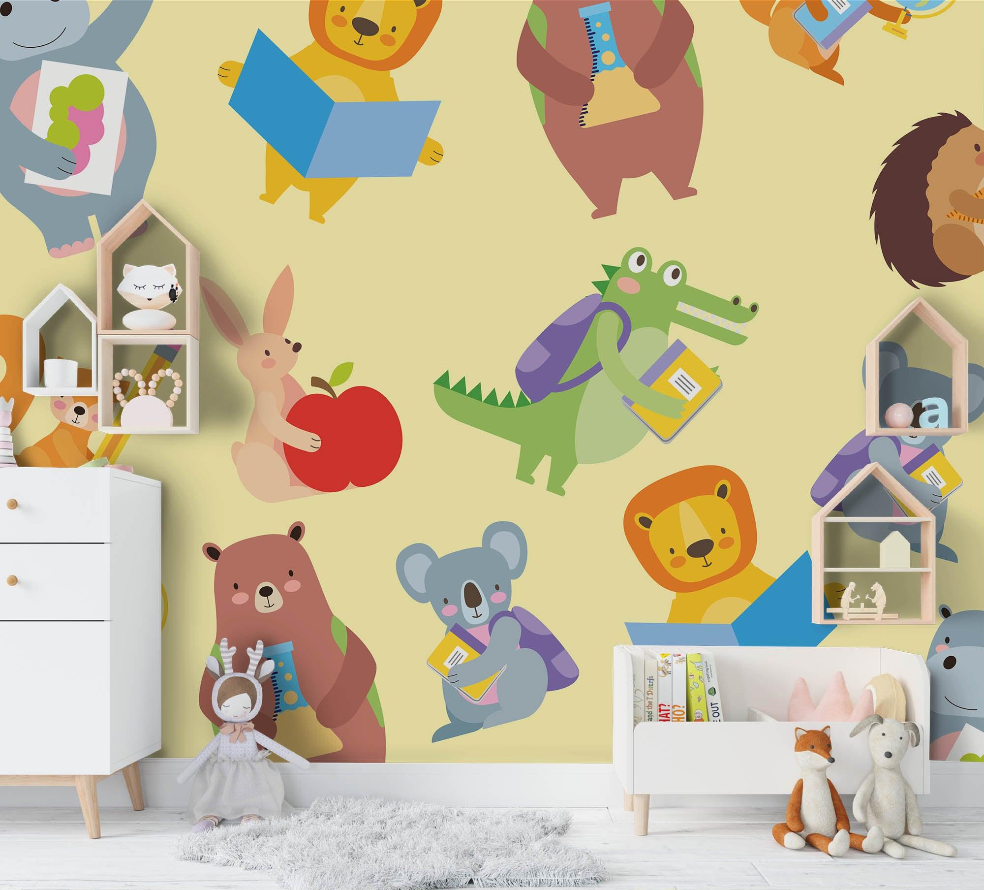 3D Cartoon Color Animal Wall Mural Wallpaper A190 LQH- Jess Art Decoration