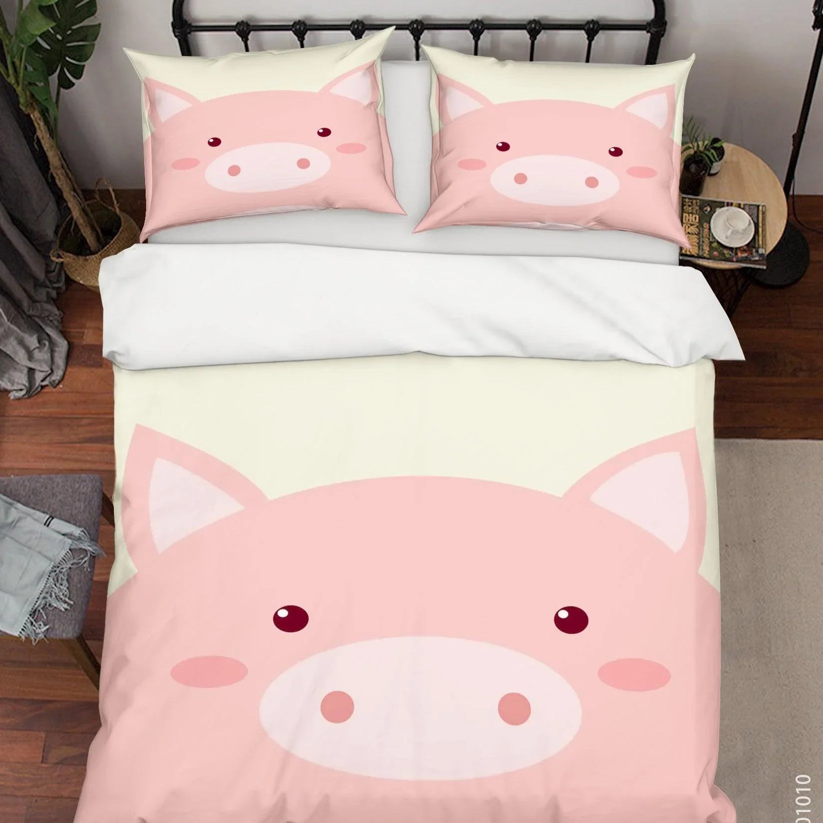 3D Cartoon Cute Animal Pig Quilt Cover Set Bedding Set Duvet Cover Pillowcases WJ 9523- Jess Art Decoration