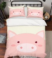 3D Cartoon Cute Animal Pig Quilt Cover Set Bedding Set Duvet Cover Pillowcases WJ 9523- Jess Art Decoration