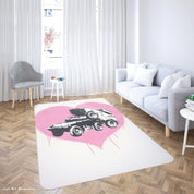 3D Pink Love Truck Graffiti Background Non-Slip Rug Mat A133 LQH- Jess Art Decoration