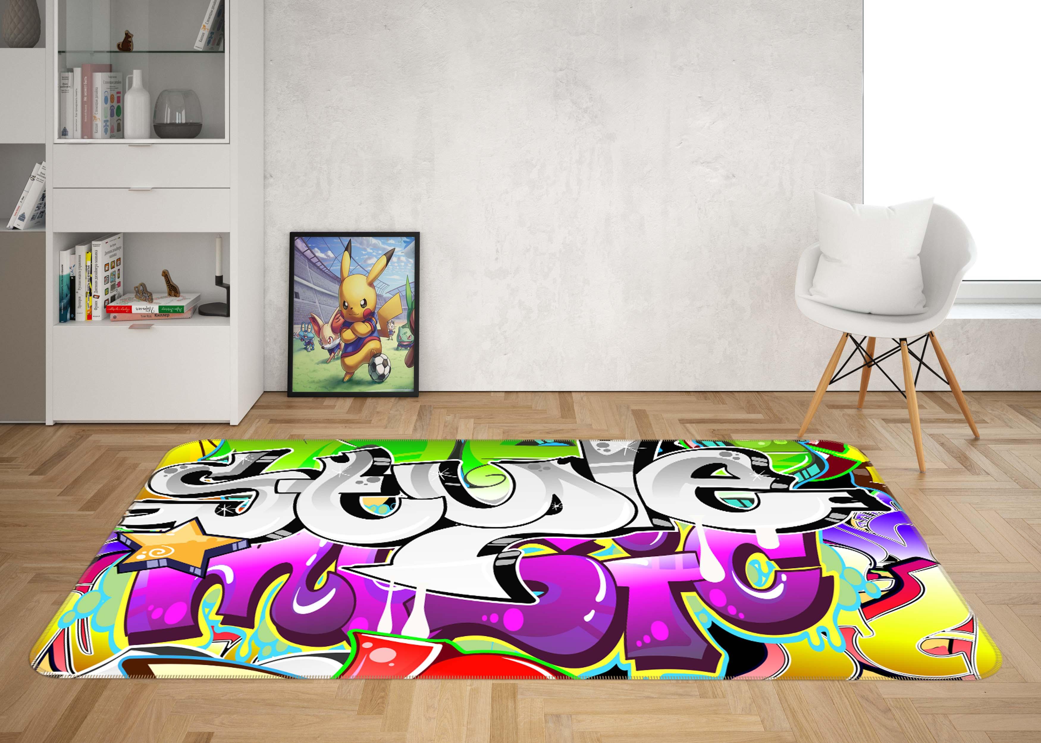 3D Abstract Color Graffiti Graffiti Non-Slip Rug Mat A657 LQH- Jess Art Decoration