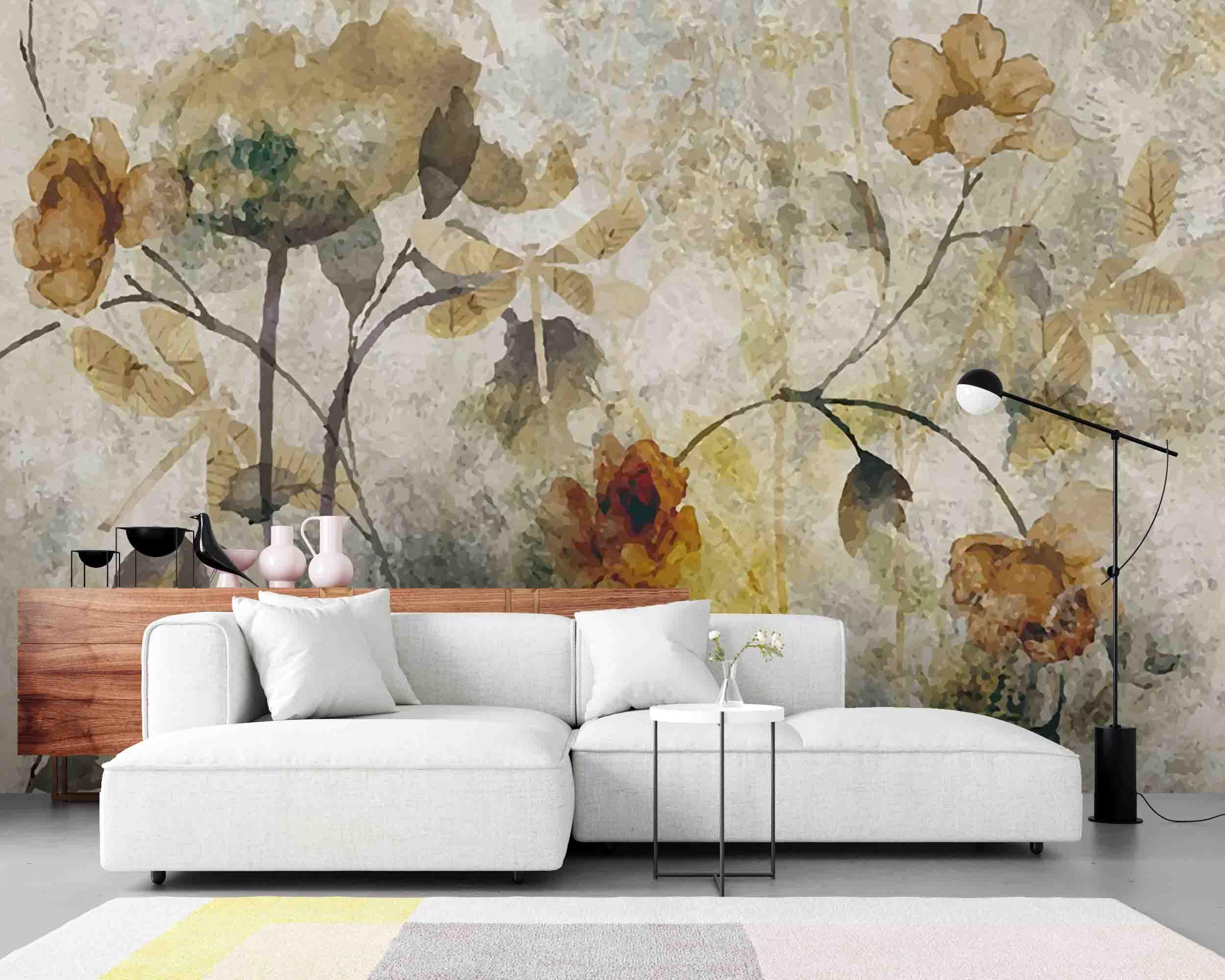 3D Retro Floral Pattern Wall Mural Wallpaper A241 LQH- Jess Art Decoration