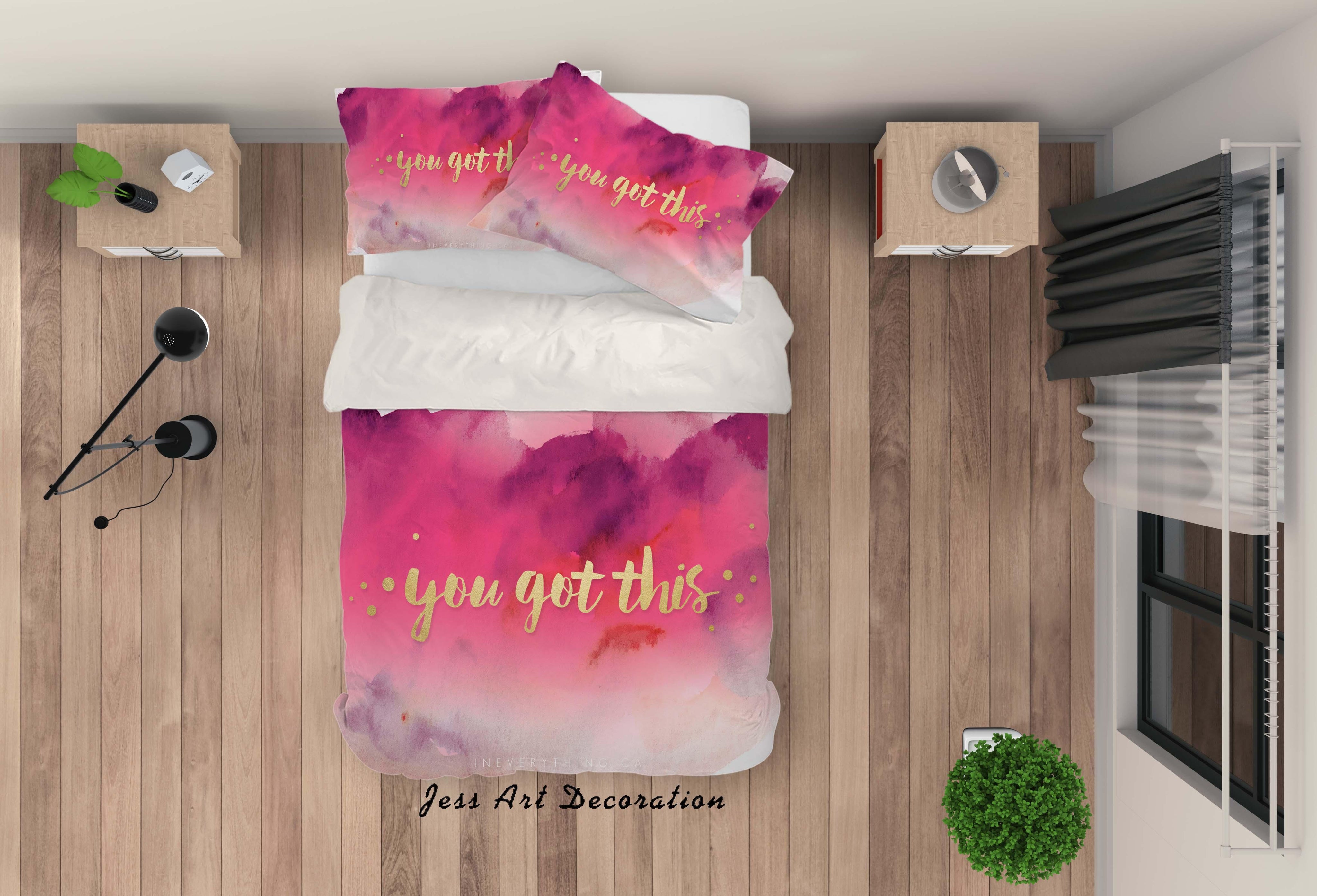 3D Watercolor Pink Clouds Quilt Cover Set Bedding Set Pillowcases 06- Jess Art Decoration
