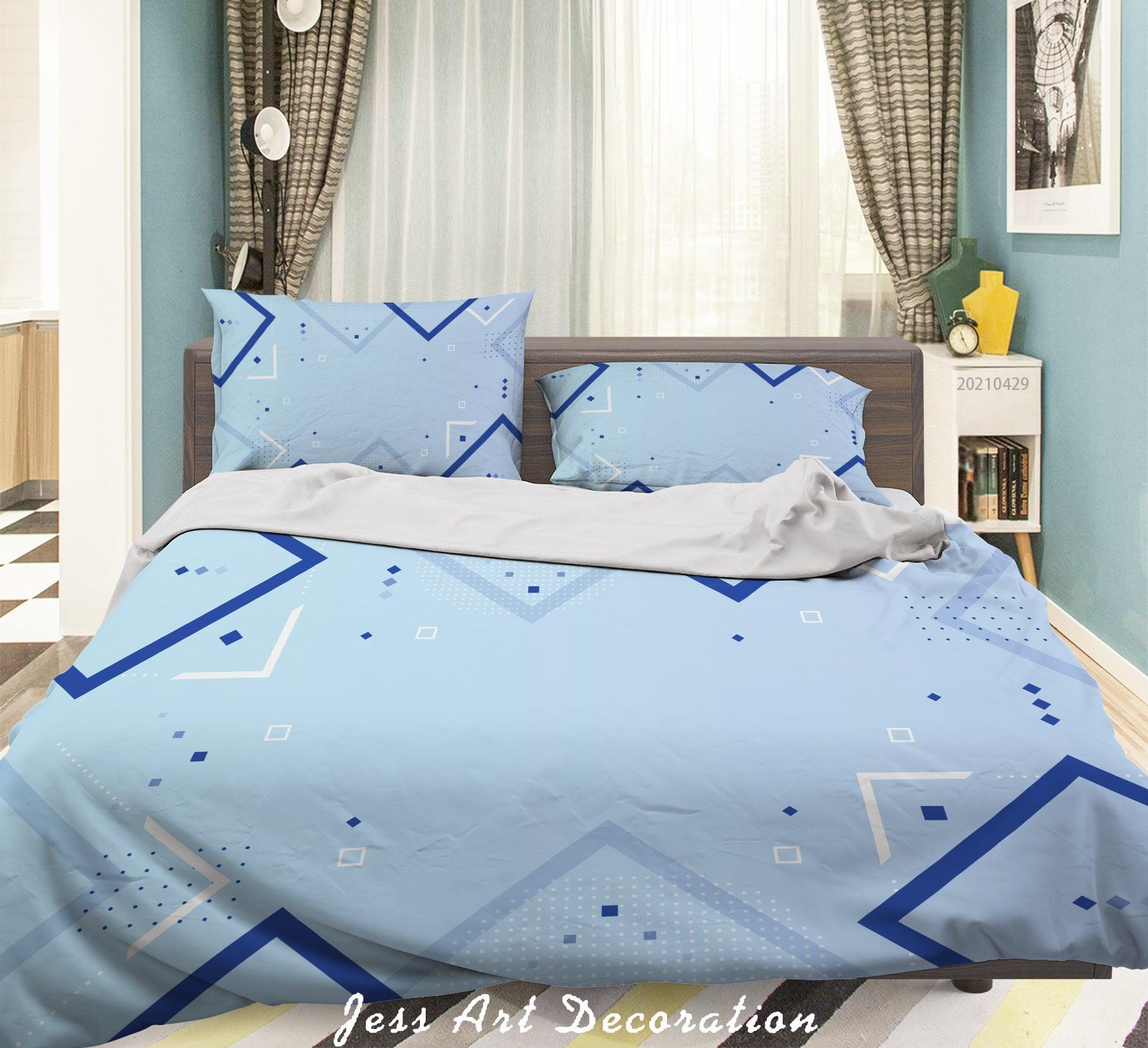 3D Abstract Blue Geometry Quilt Cover Set Bedding Set Duvet Cover Pillowcases 221- Jess Art Decoration
