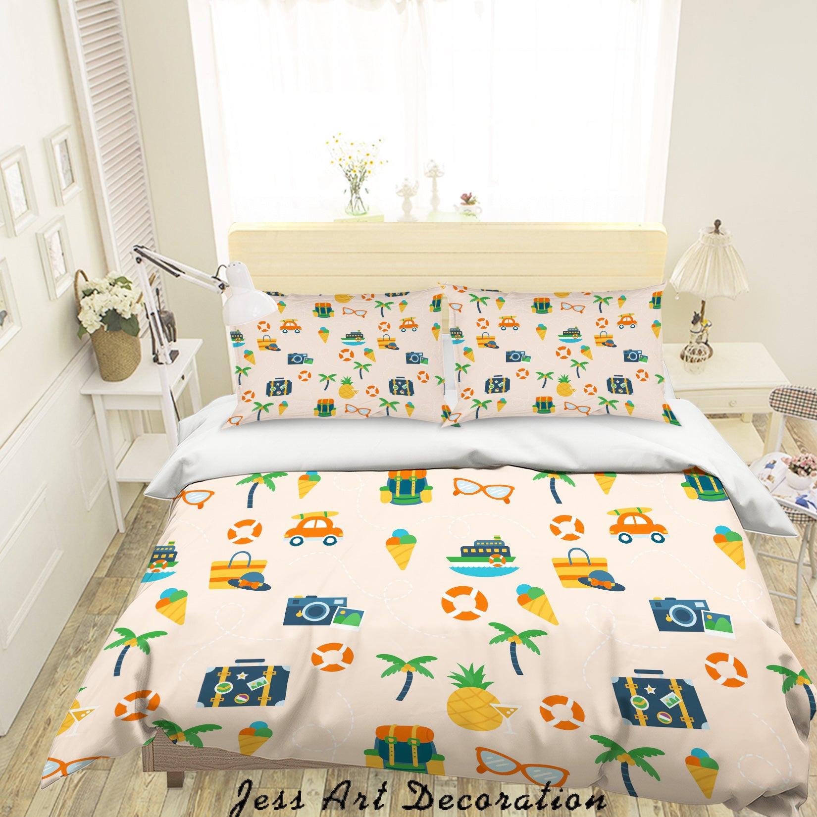 3D Cartoon Camera Boat Quilt Cover Set Bedding Set Pillowcases 46- Jess Art Decoration