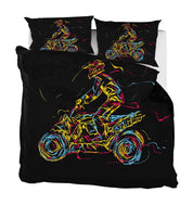 3D Abstract Colorful Motorcycle Quilt Cover Set Bedding Set Pillowcases LQH A002- Jess Art Decoration