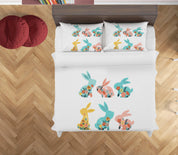 3D White Rabbit Floral Quilt Cover Set Bedding Set Duvet Cover Pillowcases SF48- Jess Art Decoration