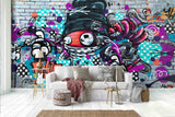 3D Brick Wall Cartoon Robot Graffiti Wall Mural Wallpaper 191- Jess Art Decoration