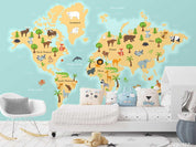 3D World Map Kids Wall Mural Wallpaper LQH 160- Jess Art Decoration