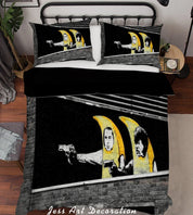 3D Dark Banksy Mural Banana People Fire Quilt Cover Set Bedding Set Duvet Cover Pillowcases  ZY D125- Jess Art Decoration