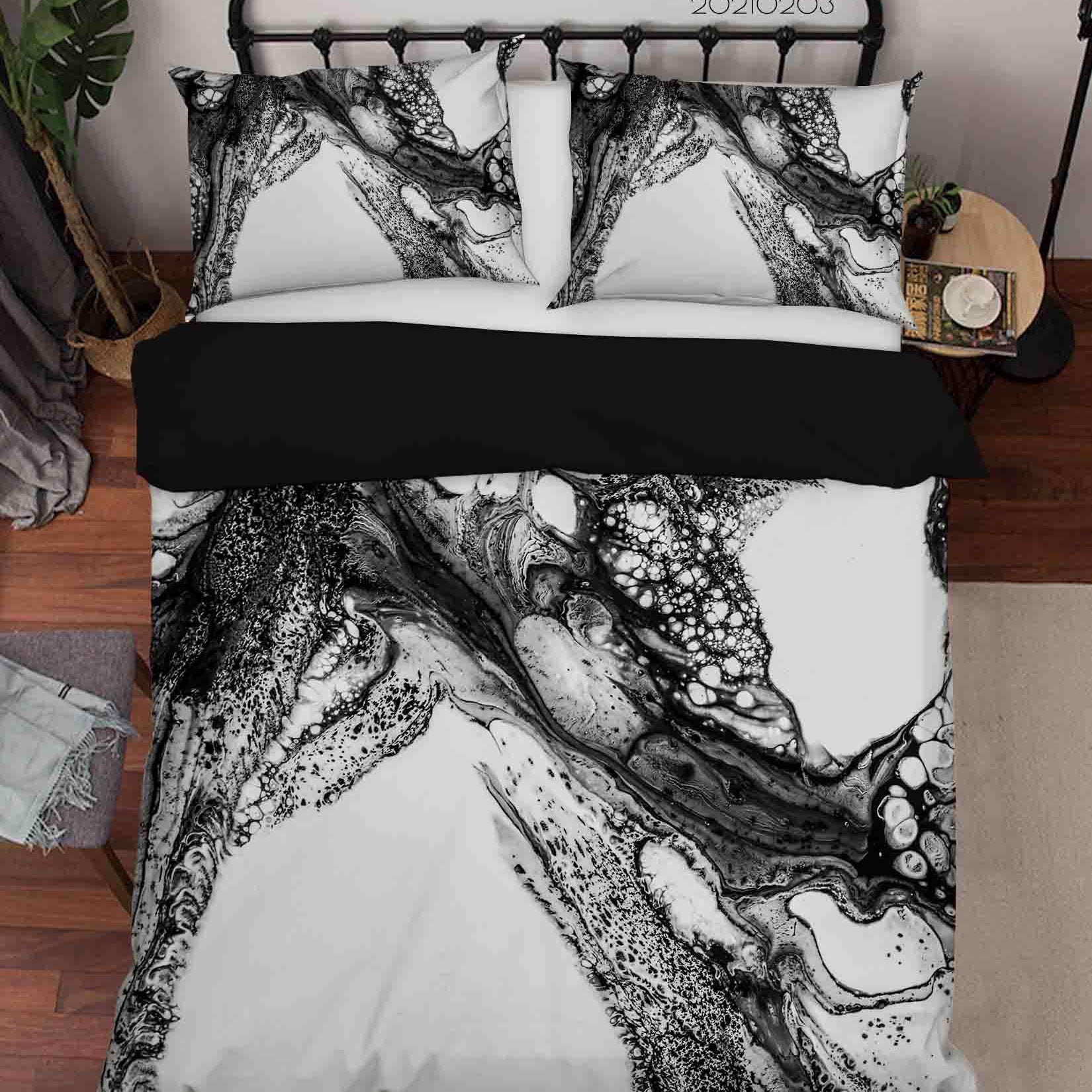 3D Abstract Black Marble Texture Quilt Cover Set Bedding Set Duvet Cover Pillowcases 1- Jess Art Decoration
