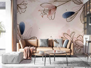 3D Watercolor Pink Floral Leaf Wall Mural Wallpaper LQH 36- Jess Art Decoration