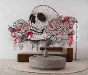 3D Skull Rose skull and rose gothic mural wall mural wallpaper for bedroom - view 3