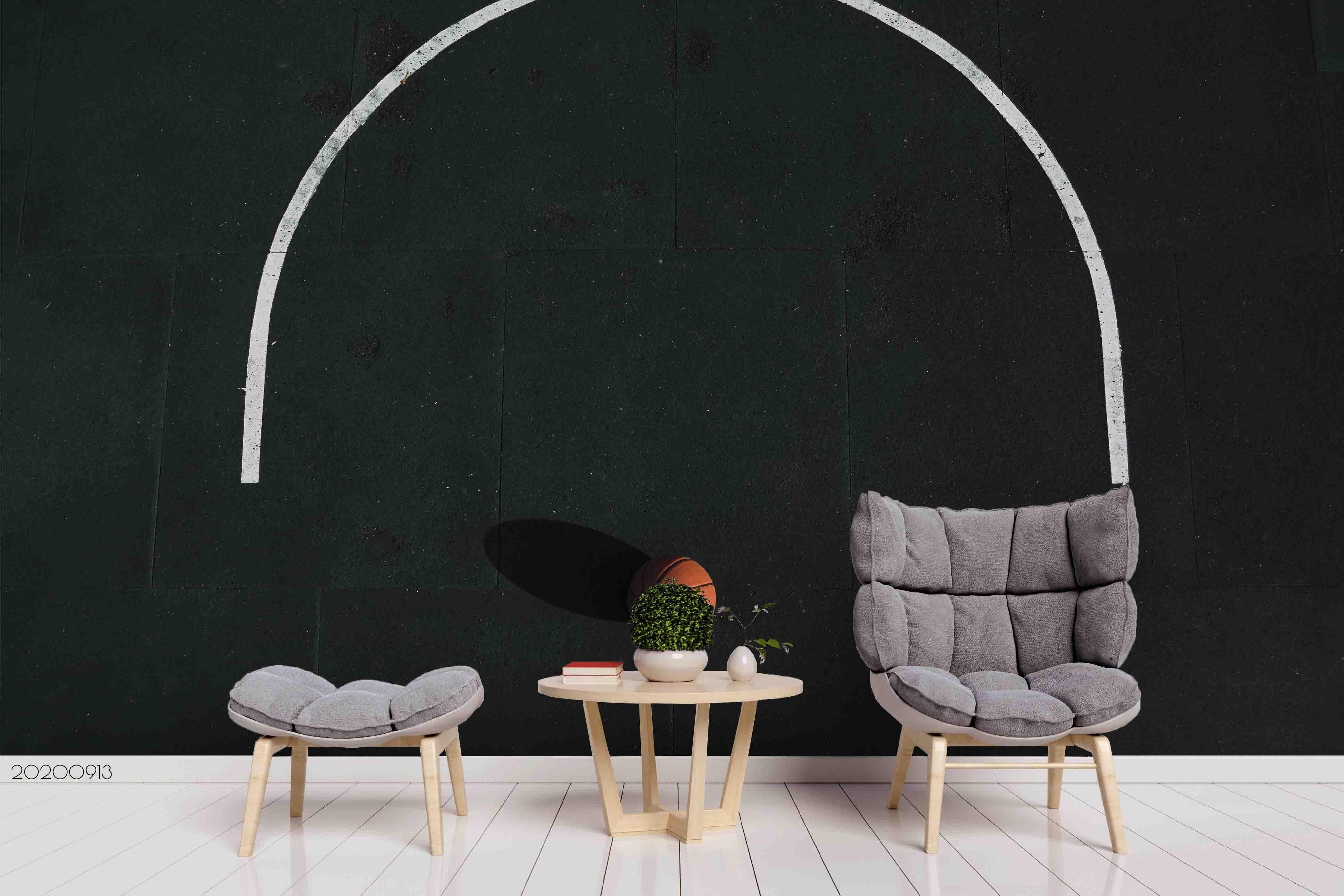 3D Abstract Black Basketball Court Wall Mural Wallpaper LXL- Jess Art Decoration