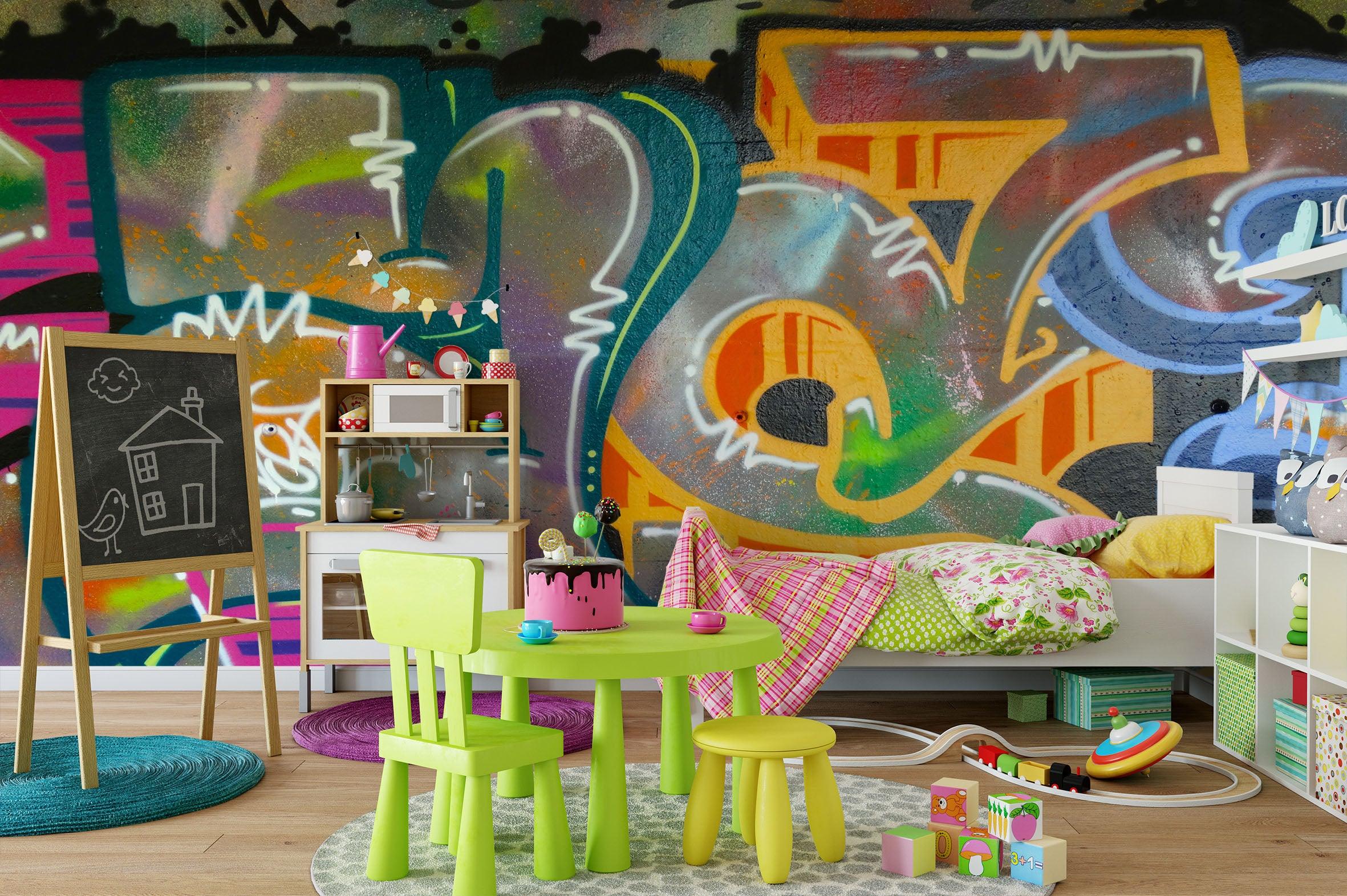 3D Abstract Colorful Graffiti Wall Mural Wallpaper 147- Jess Art Decoration