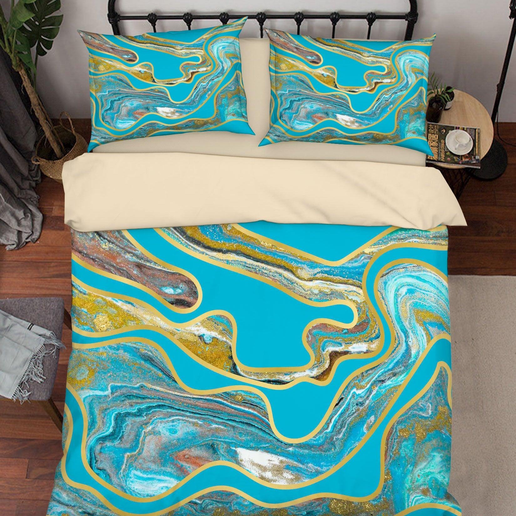 3D Abstract Blue Painting Quilt Cover Set Bedding Set Duvet Cover Pillowcases A331 LQH- Jess Art Decoration