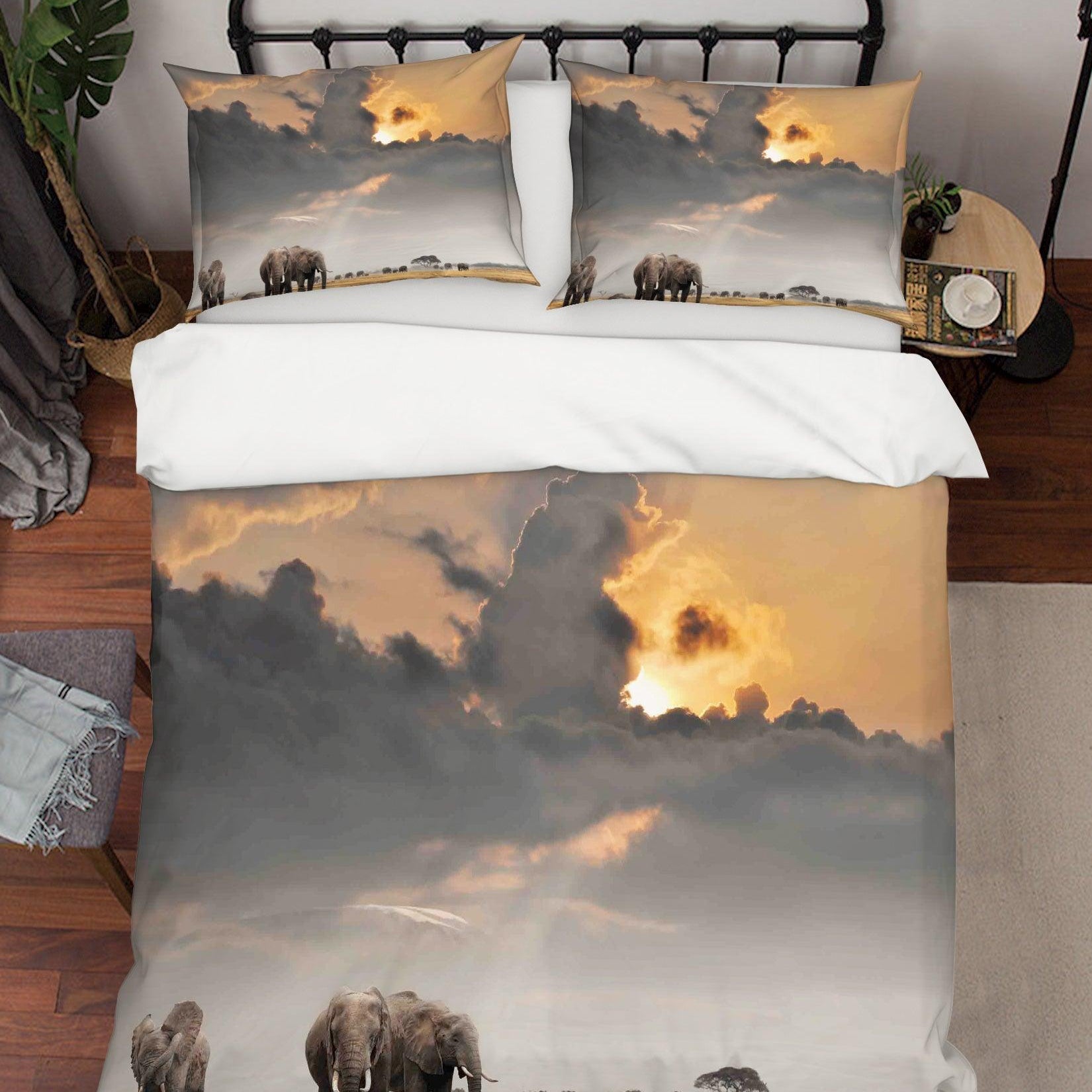 3D  Grassland Elephant Quilt Cover Set Bedding Set Pillowcases  102- Jess Art Decoration