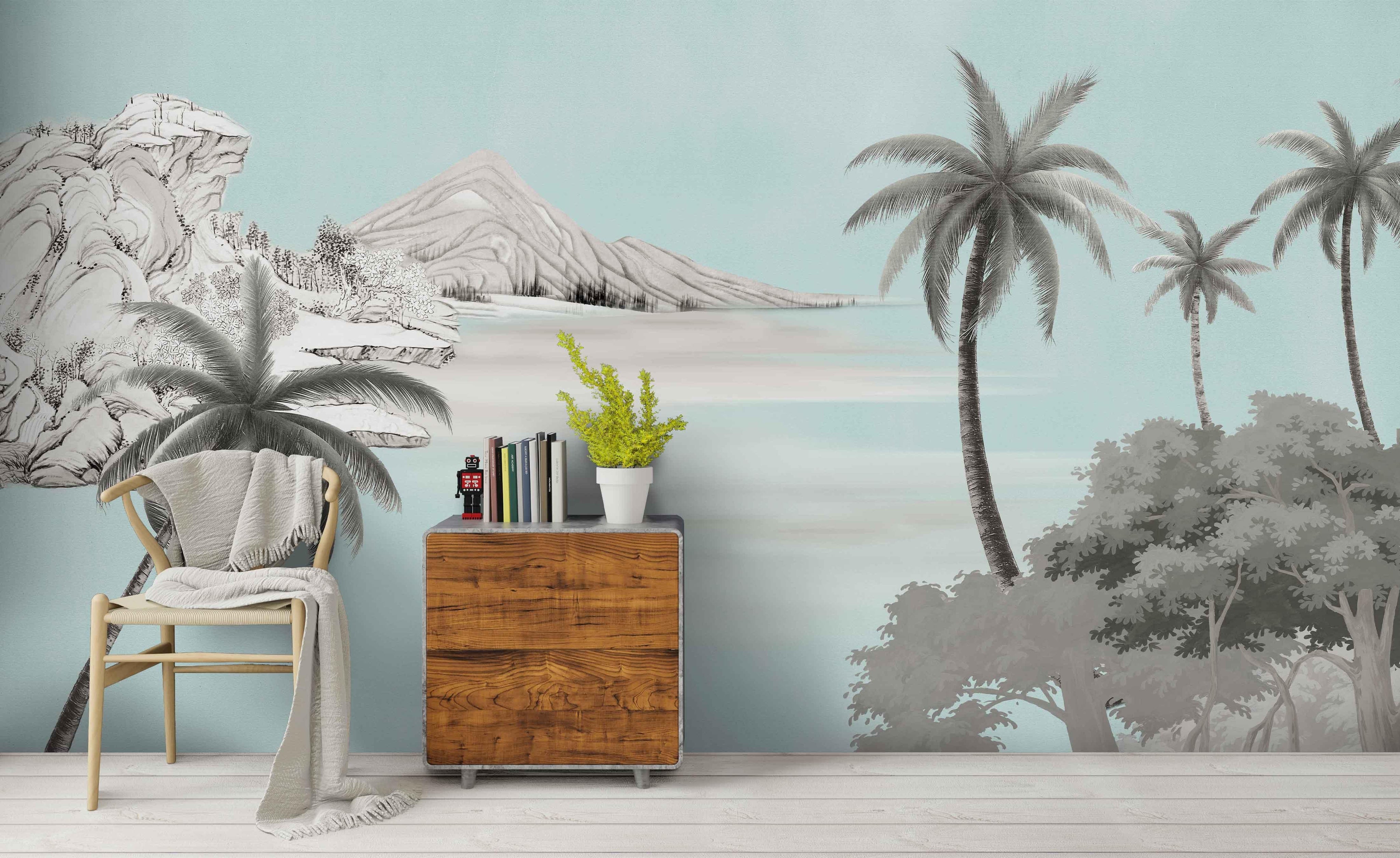 3D Tropical Beach Tree Wall Mural Wallpaper 195- Jess Art Decoration