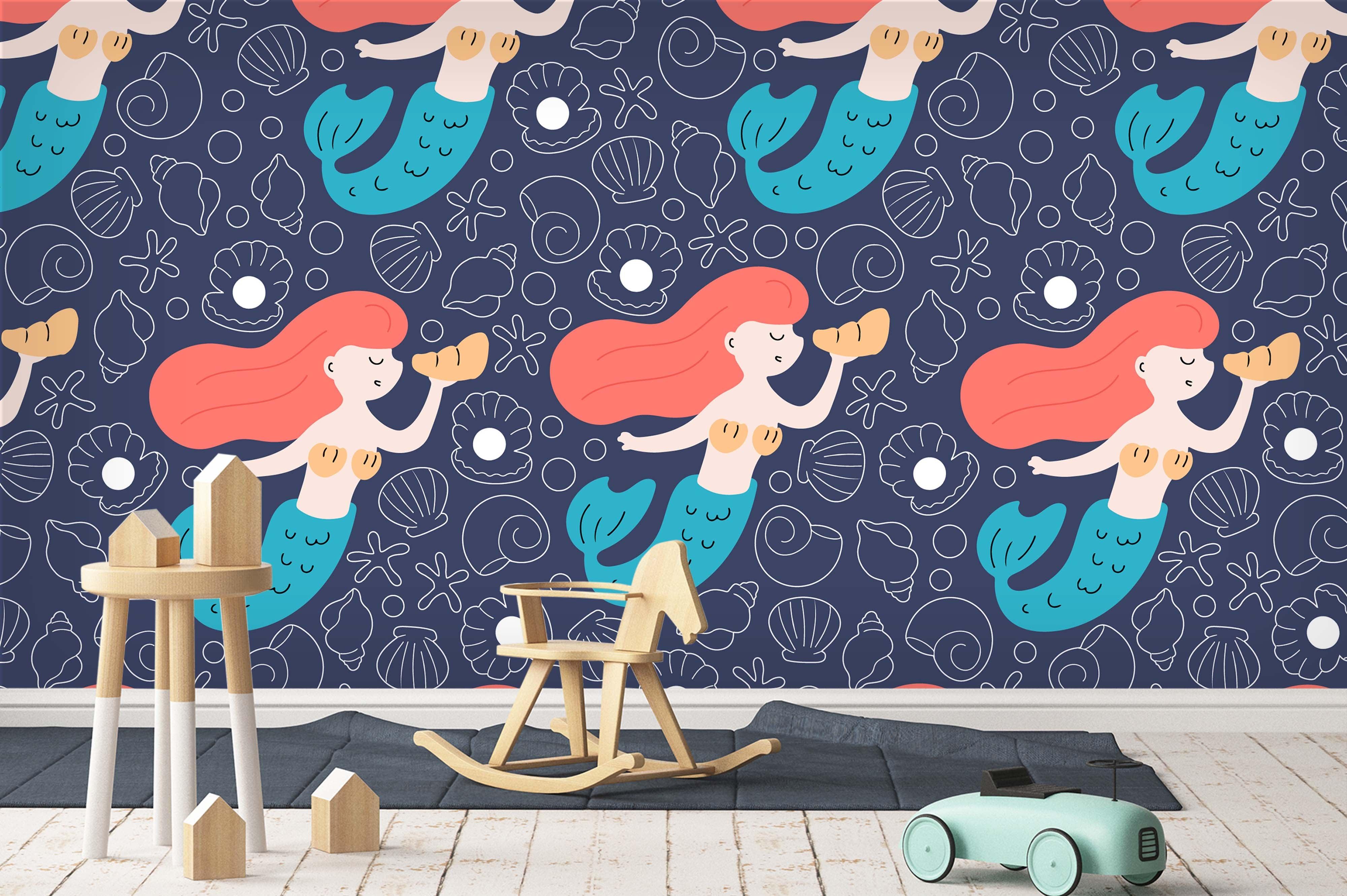 3D Mermaid Conch Shell Wall Mural Wallpaper 84- Jess Art Decoration