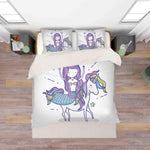 3D Unicorn Mermaid Quilt Cover Set Bedding Set Pillowcases 78- Jess Art Decoration