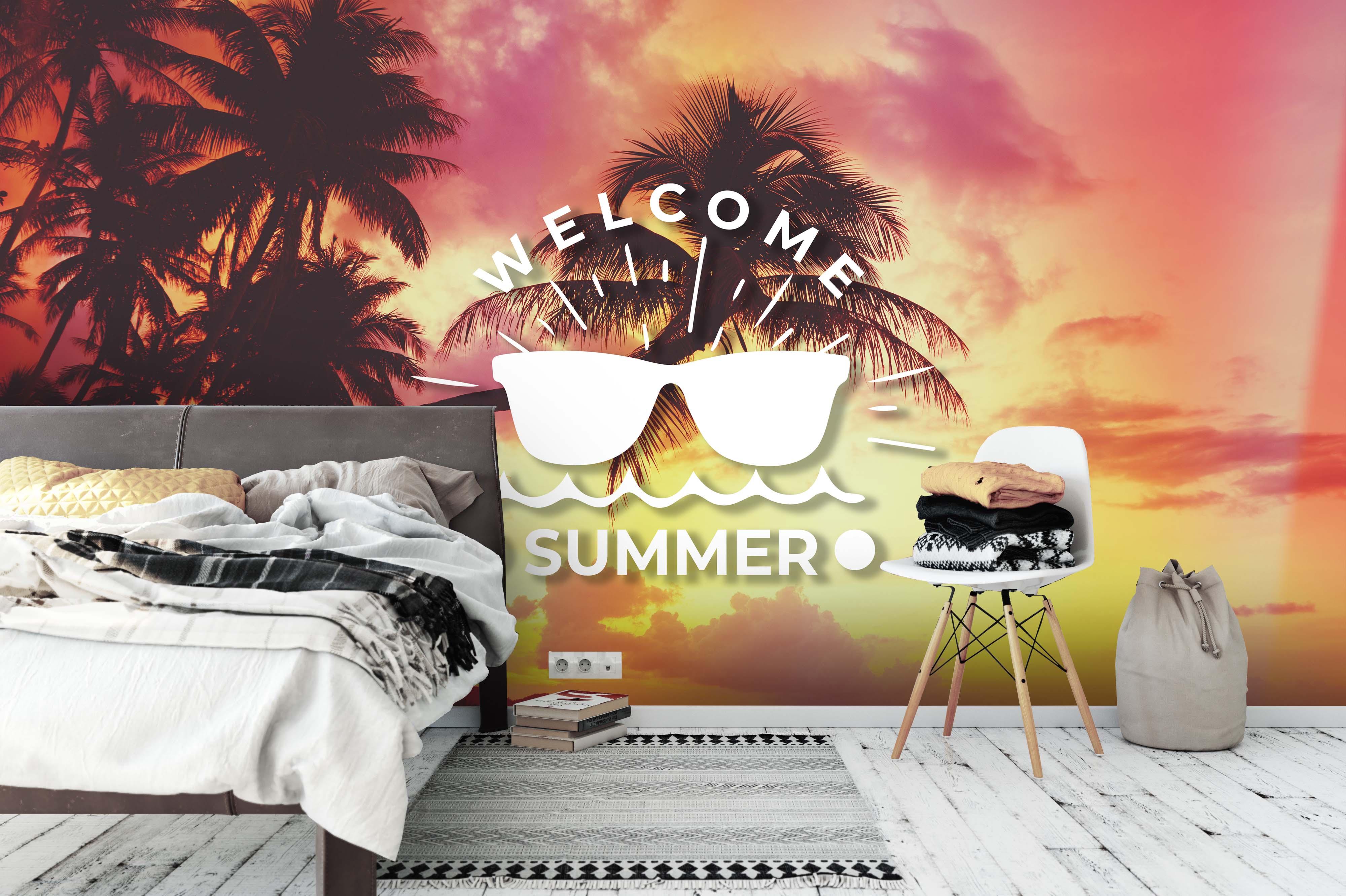 3D Sunset Coconut Tree Wall Mural Wallpaper 72- Jess Art Decoration