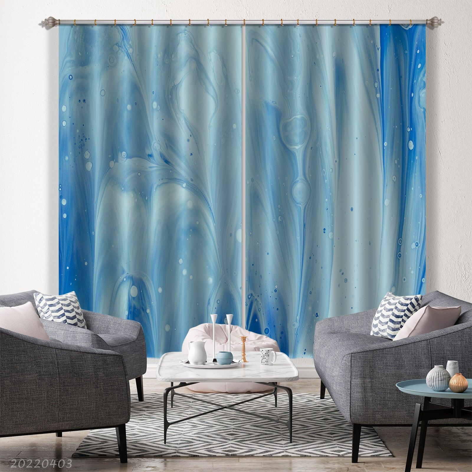 3D Abstract Blue Texture Pattern Curtains and Drapes GD 3239- Jess Art Decoration