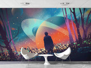 3D Man Forest Fictional Planet Background Illustration Wall Mural Wallpaper GD 4218- Jess Art Decoration