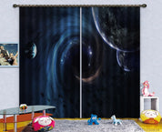 3D Space Planet Galaxy Curtains and Drapes LQH 103- Jess Art Decoration