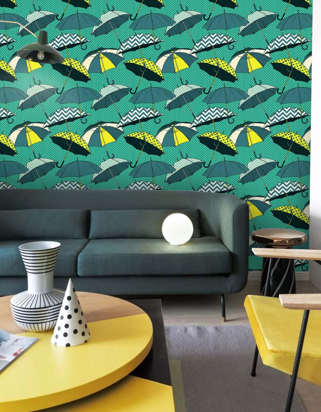 3D Umbrella Green Wall Mural Wallpaper 75- Jess Art Decoration