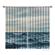 3D Sea Wave Sky Blue Landscape Curtains and Drapes LLL 303- Jess Art Decoration