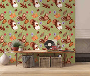 3D Cartoon Squirrel Animal Nut Maple Leaves Plant Wall Mural Wallpaper LXL- Jess Art Decoration