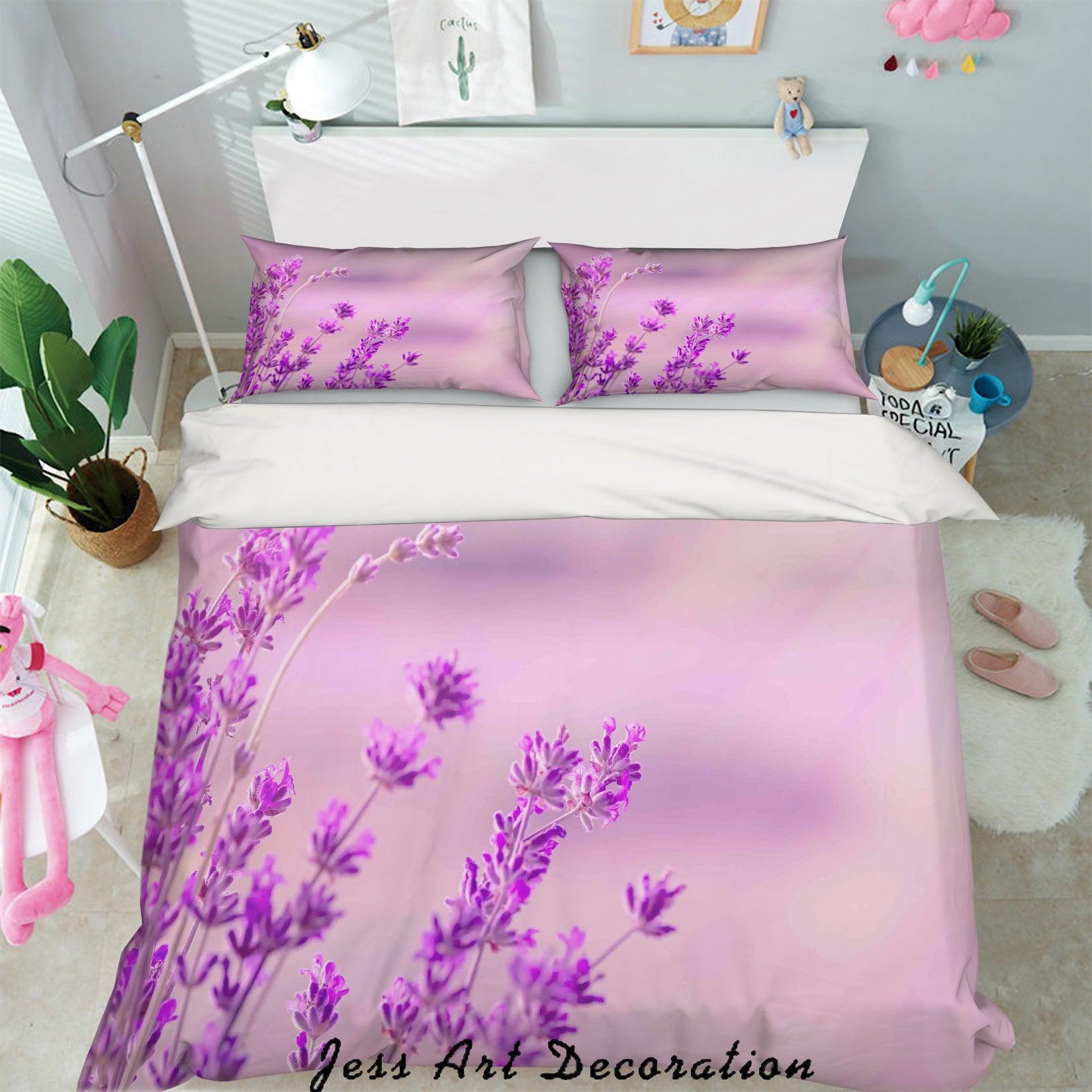 3D Purple Lavender Quilt Cover Set Bedding Set Pillowcases 79- Jess Art Decoration