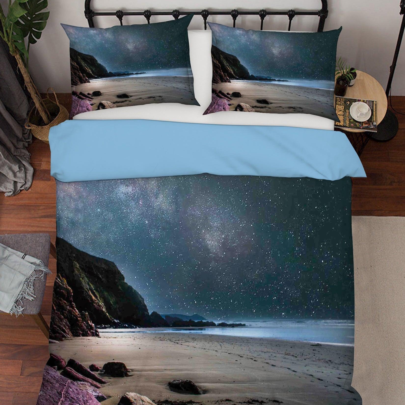 3D  Seaside Beach Starry Sky Quilt Cover Set Bedding Set Pillowcases  76- Jess Art Decoration