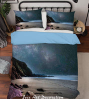 3D  Seaside Beach Starry Sky Quilt Cover Set Bedding Set Pillowcases  76- Jess Art Decoration