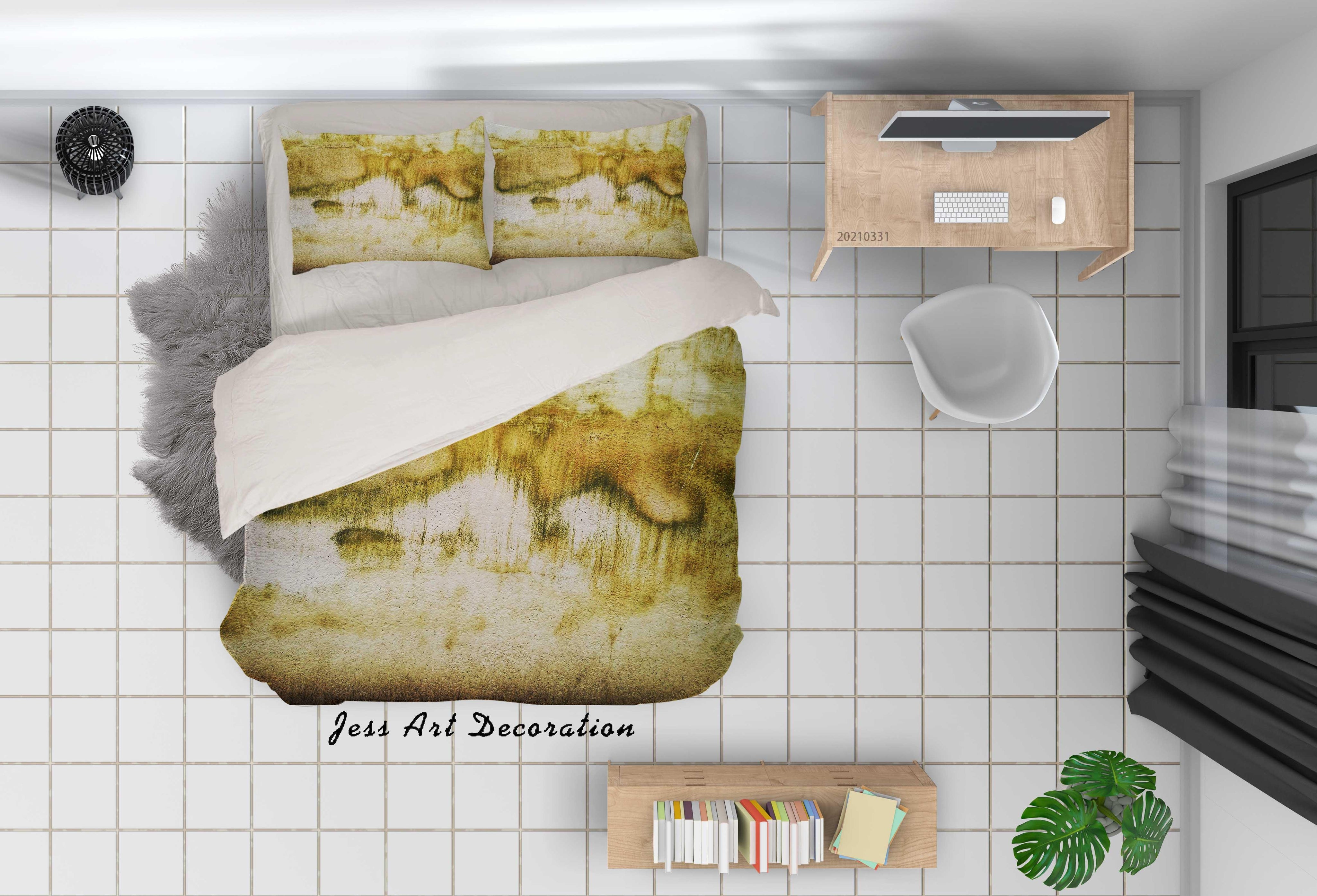 3D Watercolor Golden Marble Quilt Cover Set Bedding Set Duvet Cover Pillowcases 231- Jess Art Decoration