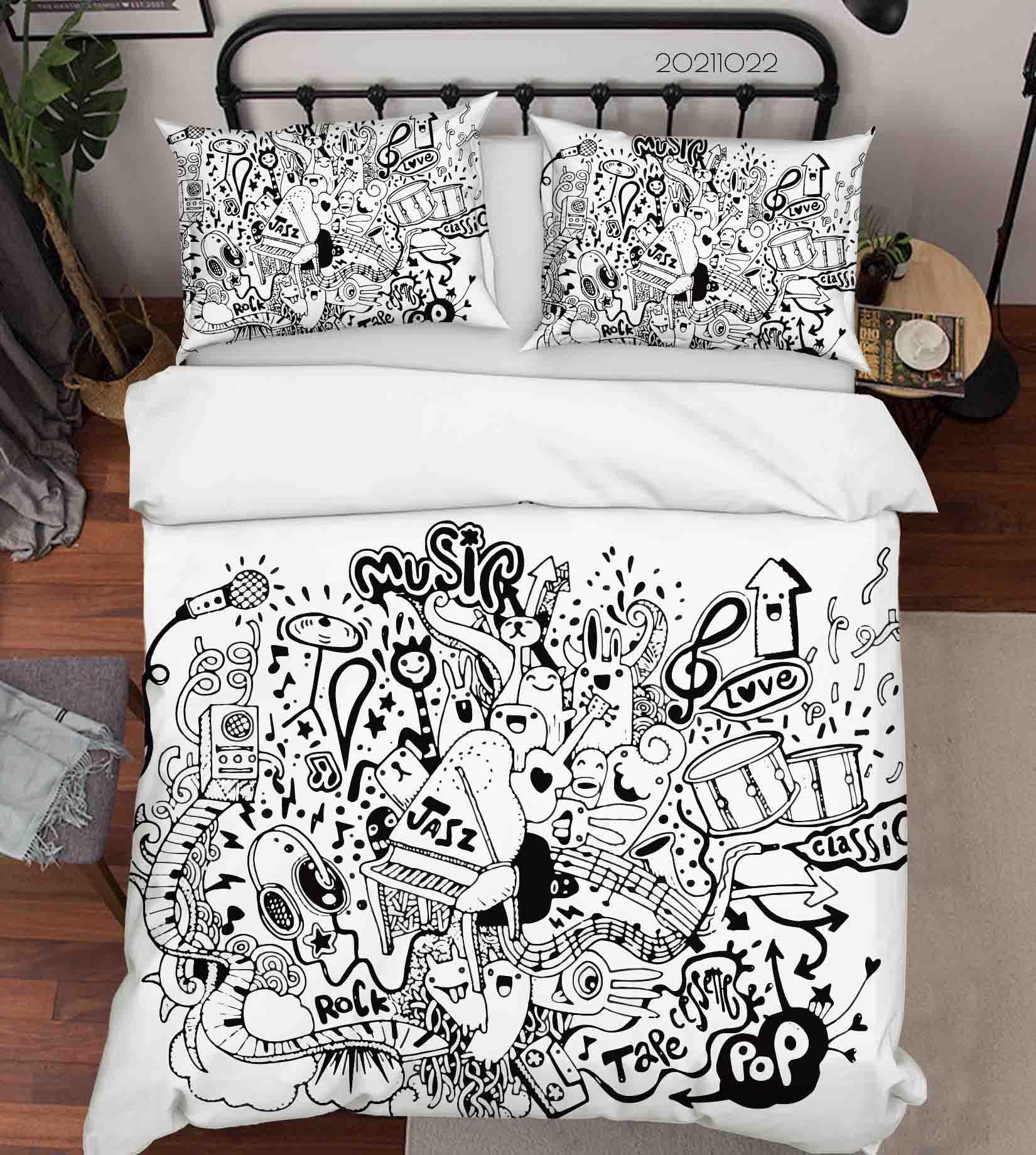 3D Abstract Funny Life Doodle Quilt Cover Set Bedding Set Duvet Cover Pillowcases 56- Jess Art Decoration
