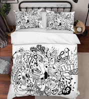 3D Abstract Funny Life Doodle Quilt Cover Set Bedding Set Duvet Cover Pillowcases 56- Jess Art Decoration
