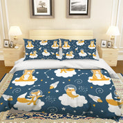 3D Cartoon Animal White Cloud Quilt Cover Set Bedding Set Pillowcases 94- Jess Art Decoration