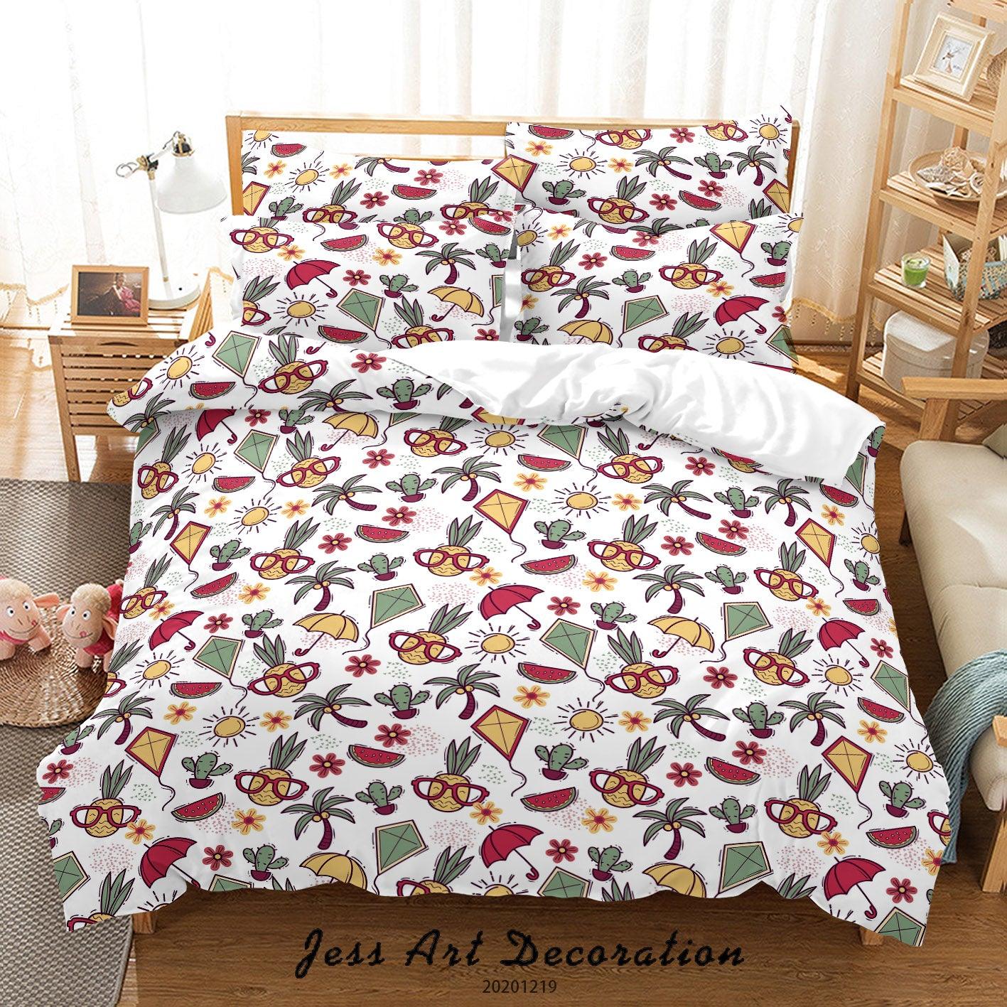 3D Hand Drawn Summer Pattern Quilt Cover Set Bedding Set Duvet Cover Pillowcases 44- Jess Art Decoration