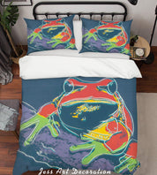 3D Oil Painting Fine Art Frog Animal Quilt Cover Set Bedding Set Duvet Cover Pillowcases LXL- Jess Art Decoration