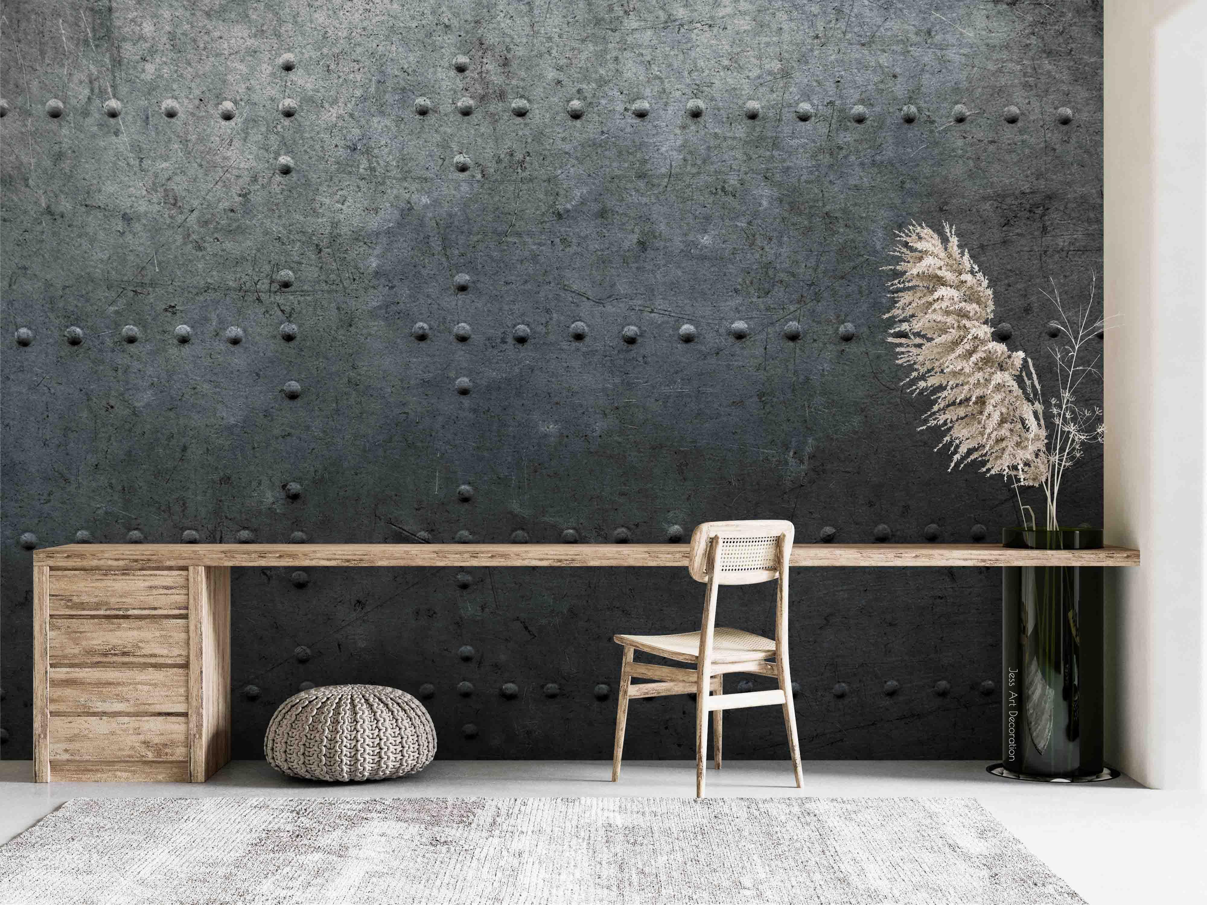 3D Grey Metal Willow Wall Mural Wallpaper GD 2748- Jess Art Decoration