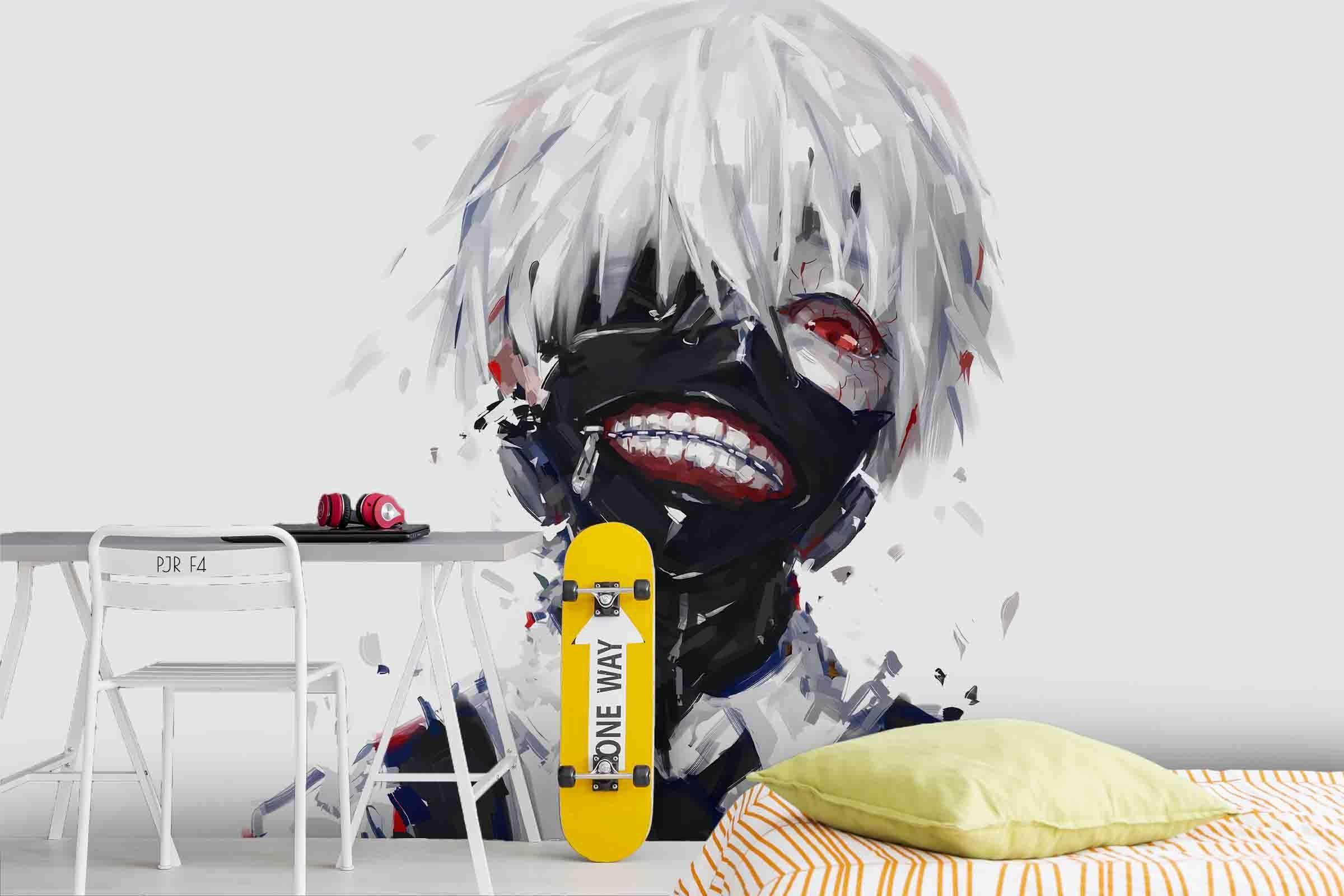 3D Masked Dark Anime Boy dark masked anime boy mural wall mural wallpaper for teen room - view 2