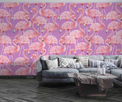 3D Hand Drawn Animal Pink Flamingo Wall Mural Wallpaper LQH 62- Jess Art Decoration