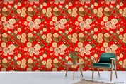 Vinatge Floral Leaves Plant Pattern Red Wall Mural Wallpaper LXL- Jess Art Decoration