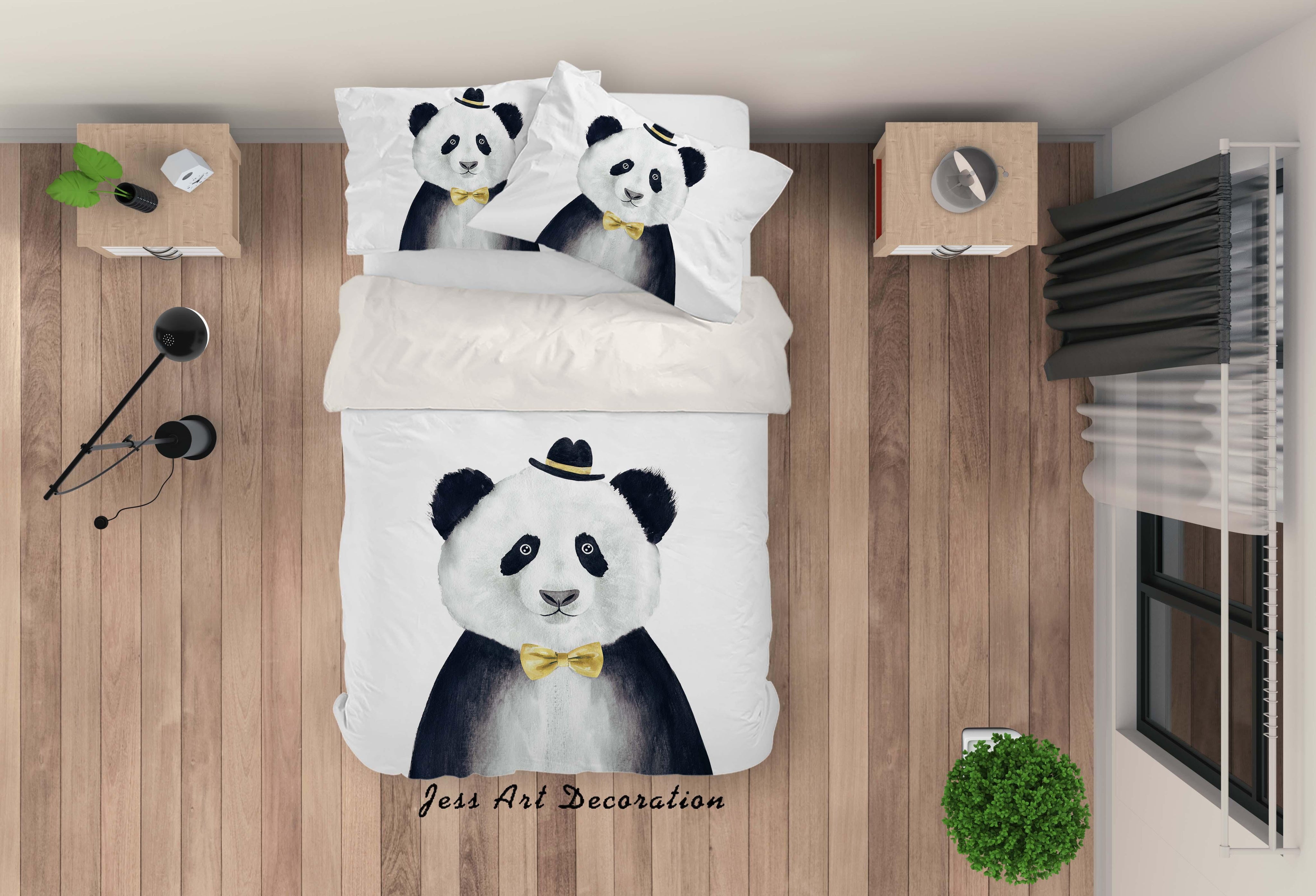 3D White Panda Quilt Cover Set Bedding Set Pillowcases 46- Jess Art Decoration