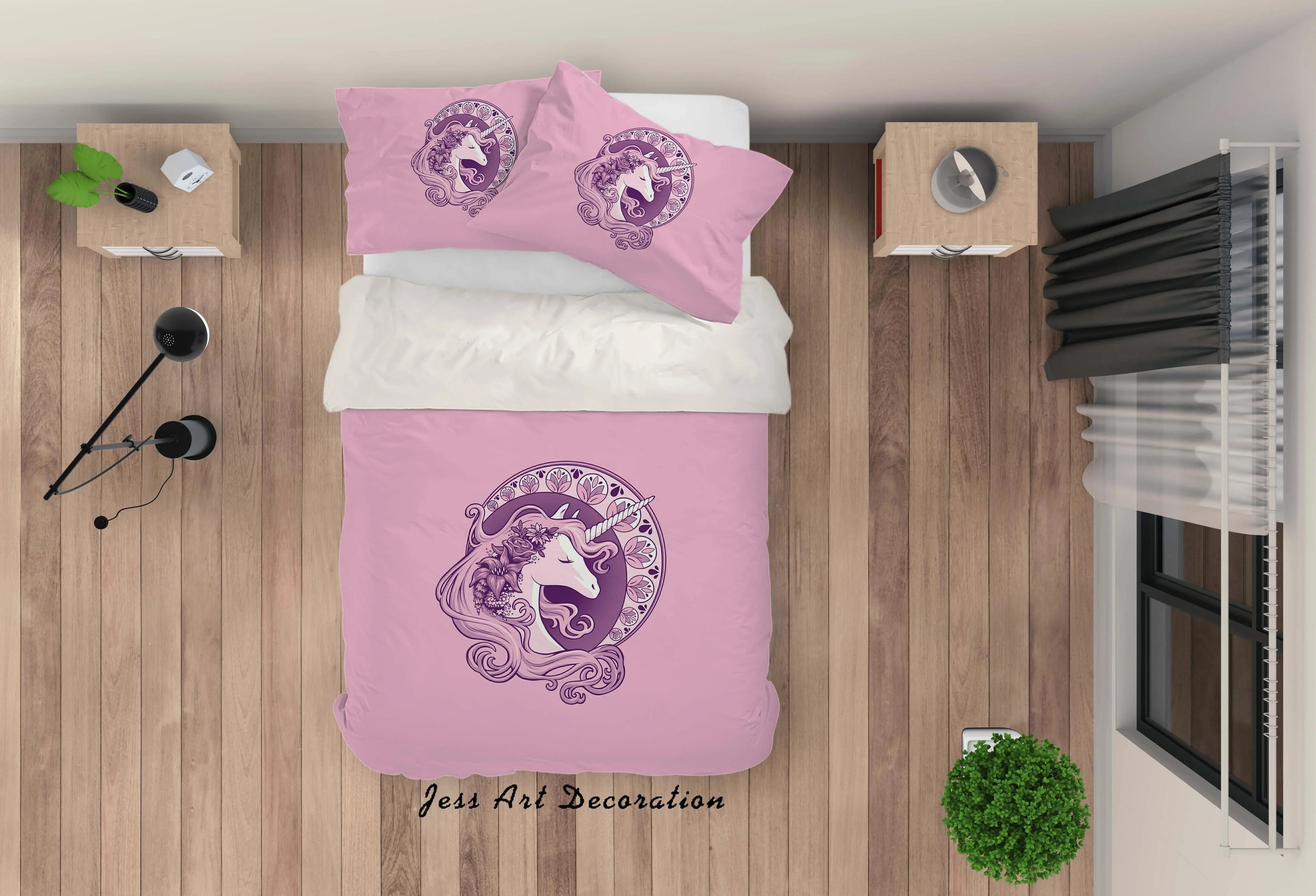 3D Purple Unicorn Quilt Cover Set Bedding Set Pillowcases 16- Jess Art Decoration