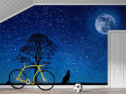 3D Animal Wolf Starry Sky Moon Blue Landscape Wall Mural Wallpaper LLL 1768- Jess Art Decoration