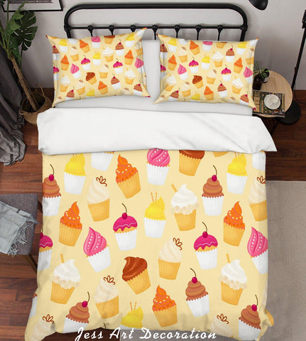 3D Colorful Cartoon Ice Cream Quilt Cover Set Bedding Set Pillowcases  55- Jess Art Decoration