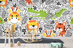 3D Crocodile Giraffe Lion Tiger Wall Mural Wallpaper 50- Jess Art Decoration